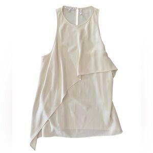 Helmut Lang Asymmetrical Top Medium white Italian Fabric Silk Lined Minimalist